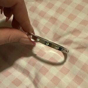 Silver Crystal Accent Bangle Bracelet
